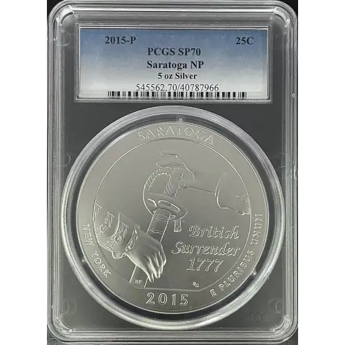 2015(P) - PCGS SP70 25C - Saratoga National Park 5oz Silver (D-8)