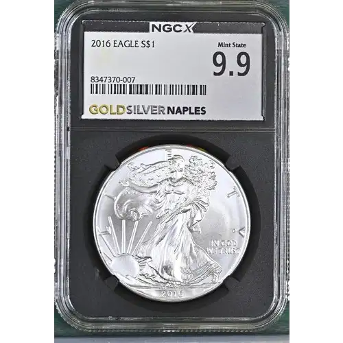 2016 - 1oz Silver Eagle S$1 NGC MS 9.9 (D10-B2)