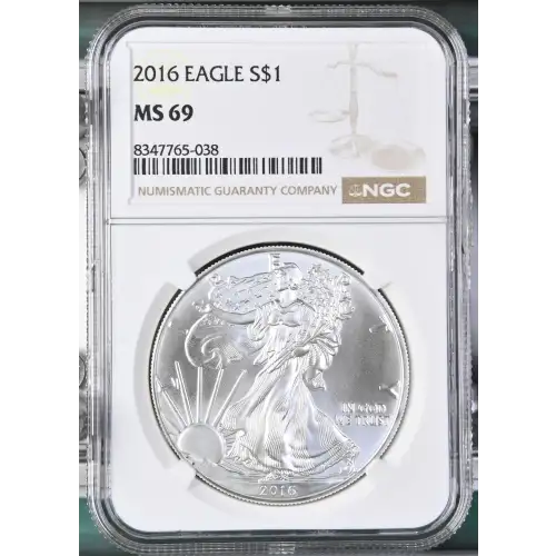 2016 - 1oz Silver Eagle S$1 NGC MS69 (D11-B1)