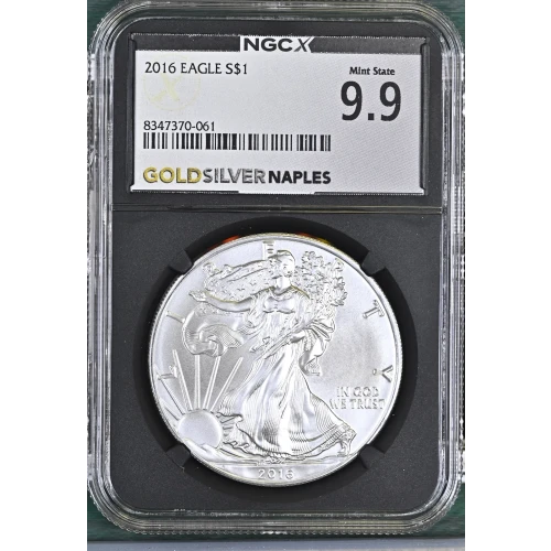 2016 - 1oz Silver Eagle S$1 NGCX MS 9.9 (D11-B7)