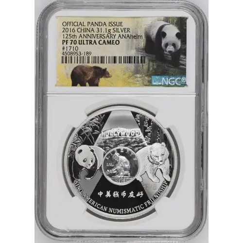 2016 - 31.1g Panda 125th Anniversary ANAheim Silver  -China- NGC PF70 (S18A-B18)