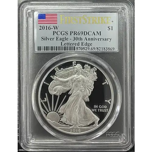 2016(W) - 1oz Silver Eagle 30th Ann. First Strike - S$1 PCGS PR69DCAM (D11-B14)