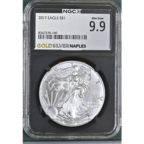 2017 - 1oz Silver Eagle S$1 NGCX MS 9.9 (D11-B7)