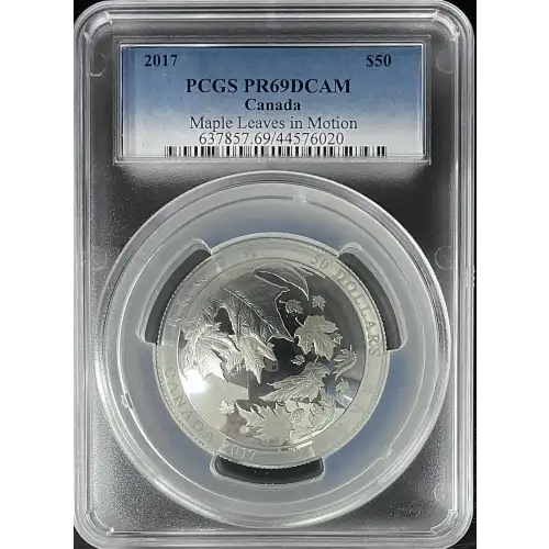 2017 - 5oz Canada S$50 Maple Leaves in Motion - PCGS PR69DCAM (D-7)