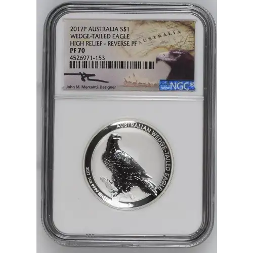 2017P 1oz Australia S$1 Wedge-Tailed Eagle High Relief NGC Reverse PF70 (D-8)