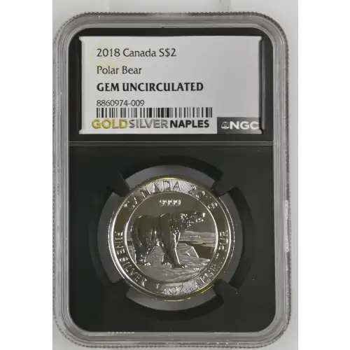 2018 - 0.5oz Polar Bear Silver Coin -Canada S$2- NGC GEM UNCIRCULATED (S14B-B2)