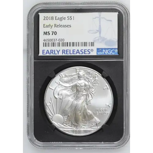 2018 - 1oz Silver Eagle - Early Release S$1 NGC MS70 (D10-B26)