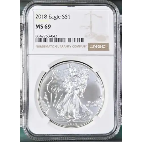 2018 - 1oz Silver Eagle S$1 NGC MS 69