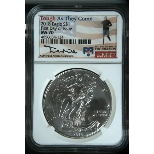 2018 - 1oz Tough As They Come Silver Eagle - FDOI S$1 NGC MS70 (D10-B26) (2)