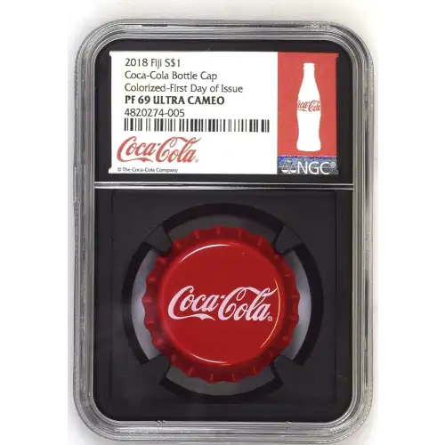 2018 6g Fiji S$1 - Coca-Cola Bottle Cap Colorized FDOI - PF69 UC (S19A-B30)