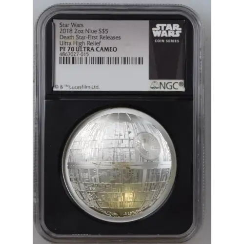 2018 Star Wars - 2oz Death Star Shaped Silver - Niue S$5 - NGC PF70 (S18A-B20)