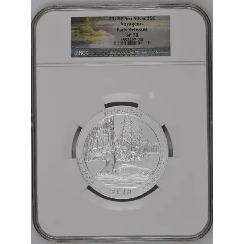 2018P - 5oz America the Beautiful Voyageurs Silver Quarter - NGC ER SP70 (D-14)