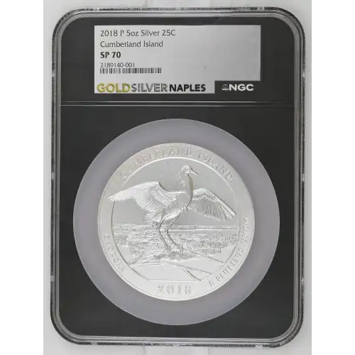 2018(P) - 5oz Silver Quarter - Cumberland Island SP70 (D-7)