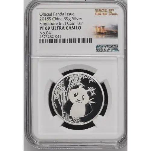 2018(S) - 39g Panda Singapore Int'l Coin Fair Silver -China- NGC PF69 (S18A-B18)