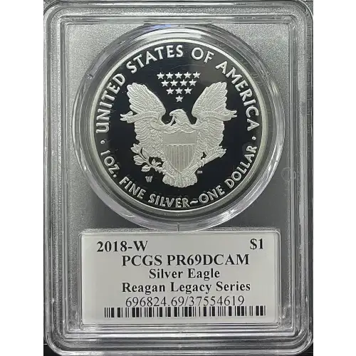 2018(W) - 1oz Silver Eagle Reagan Legacy Series - S$1 PCGS PR69DCAM (D11-B17)