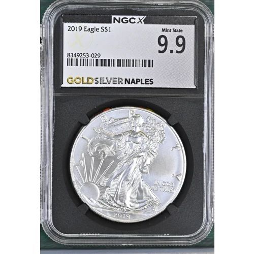 2019 - 1oz Silver Eagle S$1 NGCX MS 9.9 (D11-B7)