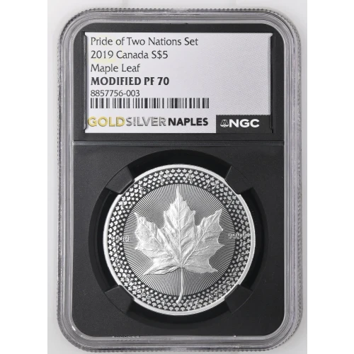 2019 Pride of Two Nations - 1oz Maple Leaf - Canada S$5 - NGC PF70 (S12B-B23)