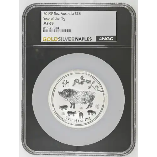 2019P 5oz Australia S$8 Year of the Pig MS69 (D-7)