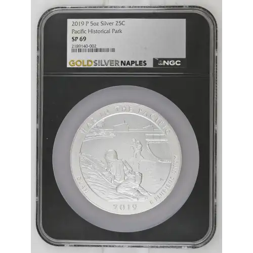 2019(P) - 5oz Silver Quarter - Pacific Historical Park SP69 (D-7)