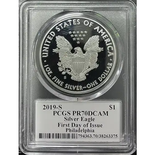 2019(S) - 1oz Silver Eagle First Day of Issue - S$1 PCGS PR70DCAM (D11-B17)