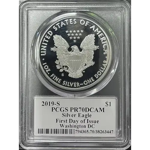 2019(S) - 1oz Silver Eagle First Day of Issue - S$1 PCGS PR70DCAM (D11-B17)