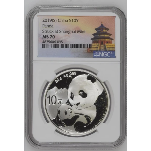 2019(S) - 30g China Panda S10Y - Struck at Shanghai Mint - NGC MS70 (S12B-B12)