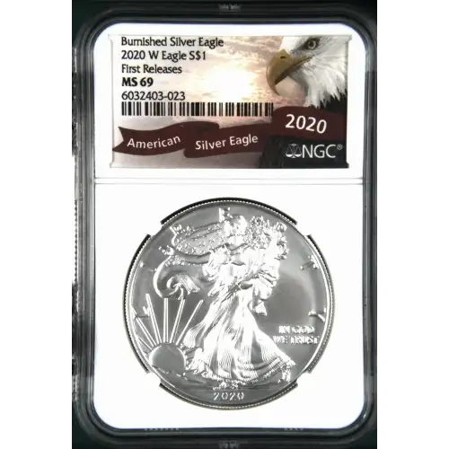 2020 - 1oz Burnished Silver Eagle - First Releases S$1 NGC MS69 (D10-B30)