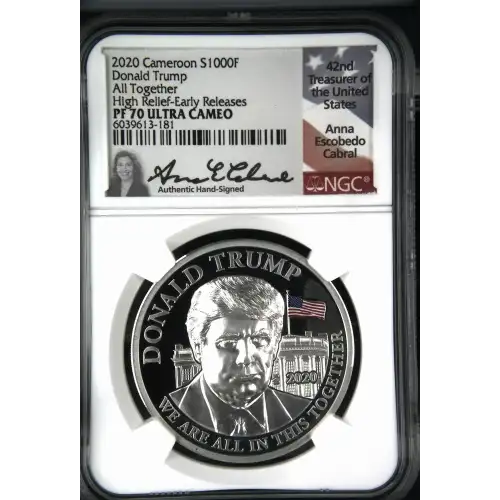 2020 1oz Cameroon S1000F Donald Trump All Together HR-ER NGC PF70 (S19A-B30)