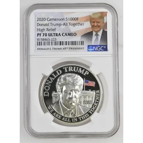 2020 1oz Cameroon S1000F Donald Trump All-Together HR NGC PF70 (S19A-B30)