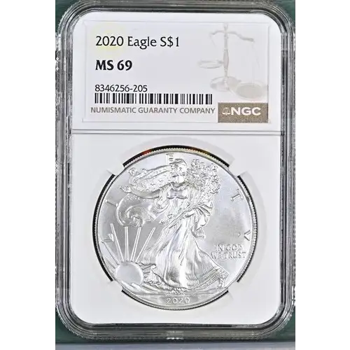 2020 - 1oz Silver Eagle S$1 NGC MS69