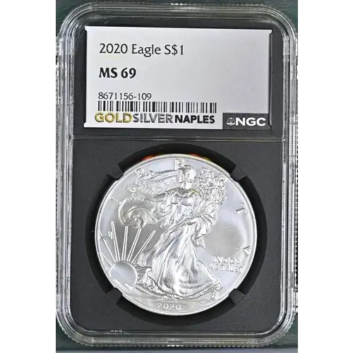 2020 - 1oz Silver Eagle S$1 NGC MS69 (D11-B3)