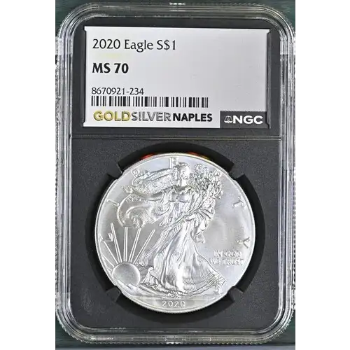 2020 - 1oz Silver Eagle S$1 NGC MS70 (D10-B26)