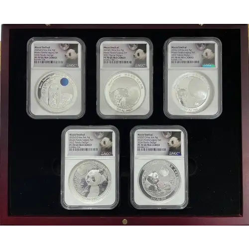 2020-2024 China 2oz Silver Panda Moon Festival 5 Piece Legacy Set NGC PF70 (D-8) (2)