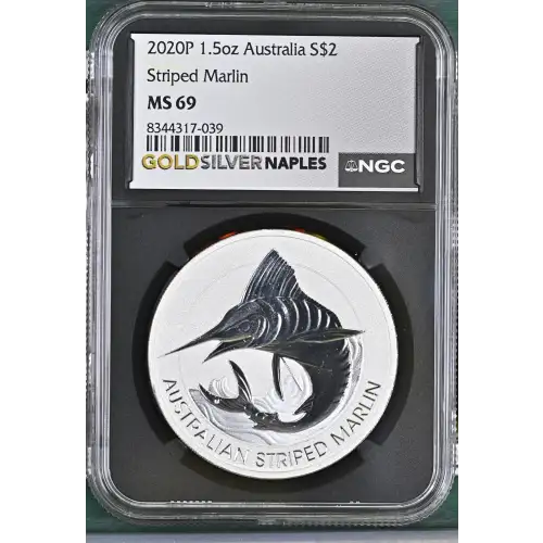 2020P - 1.5oz Striped Marlin Silver Coin -Australia $2- NGC MS 69/9.9 (D13-B15)