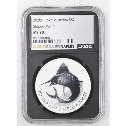2020P - 1.5oz Striped Marlin Silver Coin - Australia $2 - NGC MS 70/10 (D11-B24)
