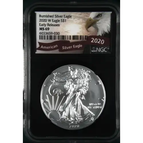 2020(W) - 1oz Burnished Silver Eagle EARLY RELEASES - S$1 NGC MS69 (D10-B34)