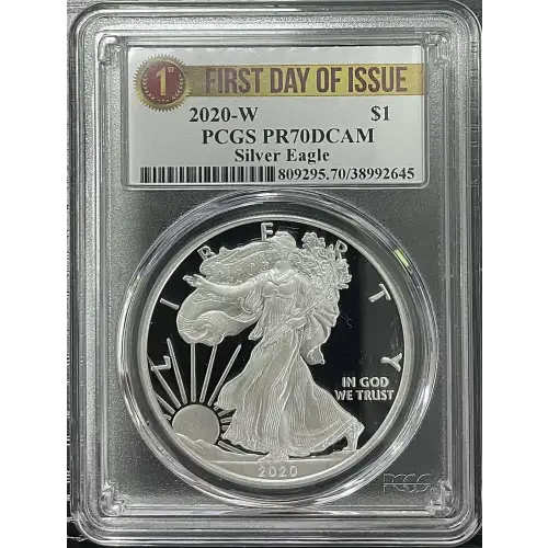 2020(W) - 1oz Silver Eagle First Day of Issue - S$1 PCGS PR70DCAM (D11-B17)