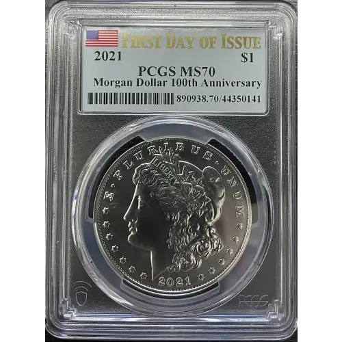 2021 - 0.77oz Morgan Silver Dollar - 100th Anniv. PCGS MS70 (S12B-B12)