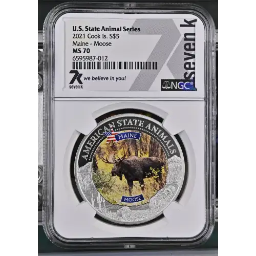 2021 1oz Cook Is. - S$5 Maine Moose - NGC MS70 (S12B-B12)
