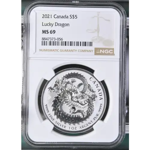 2021 - 1oz Lucky Dragon Silver Coin - Canada S$5 - NGC MS69 (D11-B24)