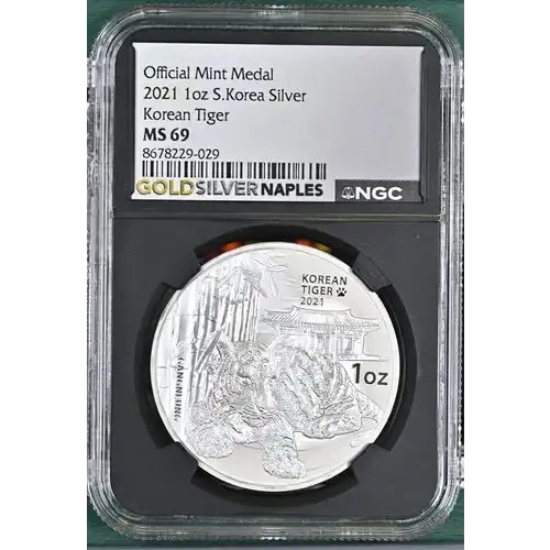 2021 1oz S.Korea Korean Tiger Silver MS 69 JSC6