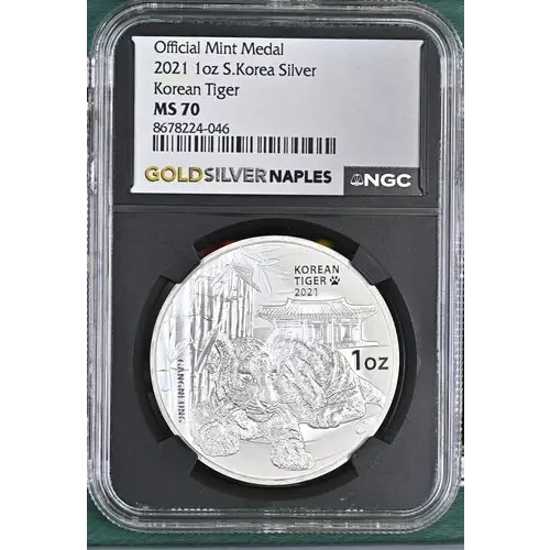 2021 1oz S.Korea Korean Tiger Silver MS 70