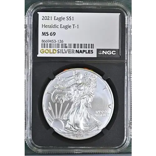 2021 - 1oz Silver Heraldic Eagle T-1 NGC MS69 (D10-B1)