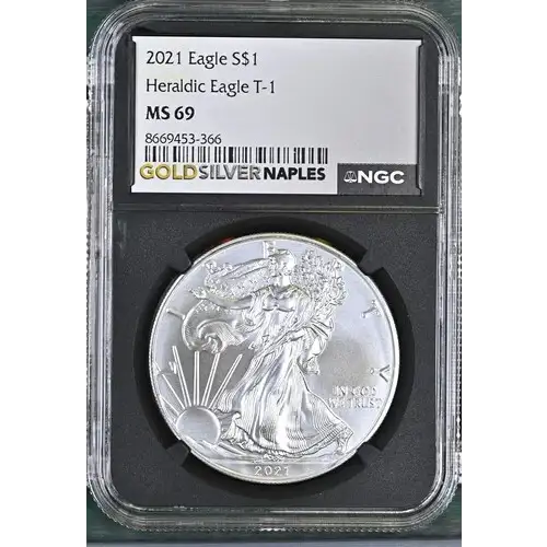 2021 - 1oz Silver Heraldic Eagle T-1 S$1 NGC MS69 (D10-B2)