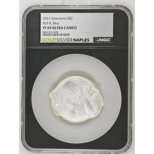 2021 1oz Solomons S$2 Bull & Bear PF69 UC (D-2)