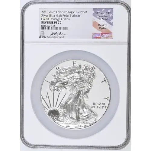 2021-2025 Overzize Eagle T-2 Proof Silver Ultra High Relief Grand Heritage Edition PF70 (OB-120)