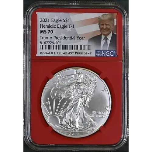 2021 Trump Pres. Year - 1oz Silver Heraldic Eagle T1 - S$1 - NGC MS70 (S12B-B23)