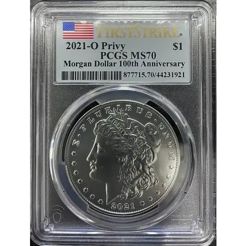 2021(O) Privy - 0.77oz Morgan Silver Dollar - 100th Anniv. PCGS MS70 (S12B-B12)
