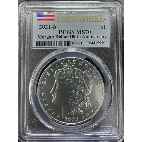2021(S) - 0.77oz Morgan Silver Dollar - 100th Anniv. PCGS MS70 (S12B-B12)