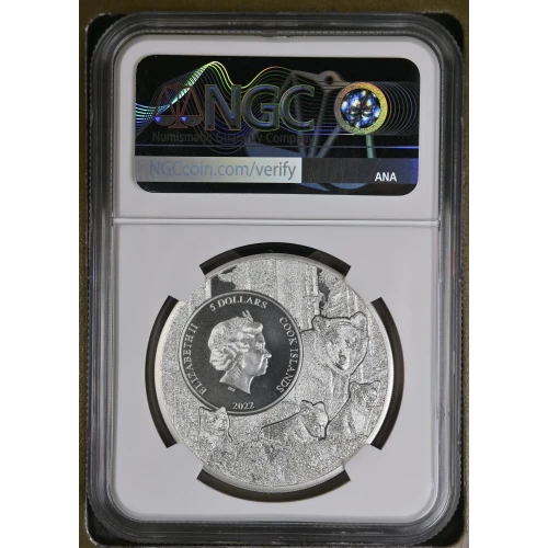 2022 1oz Cook Is. - S$5 Delaware Grey Fox - NGC MS70 (S12B-B12)